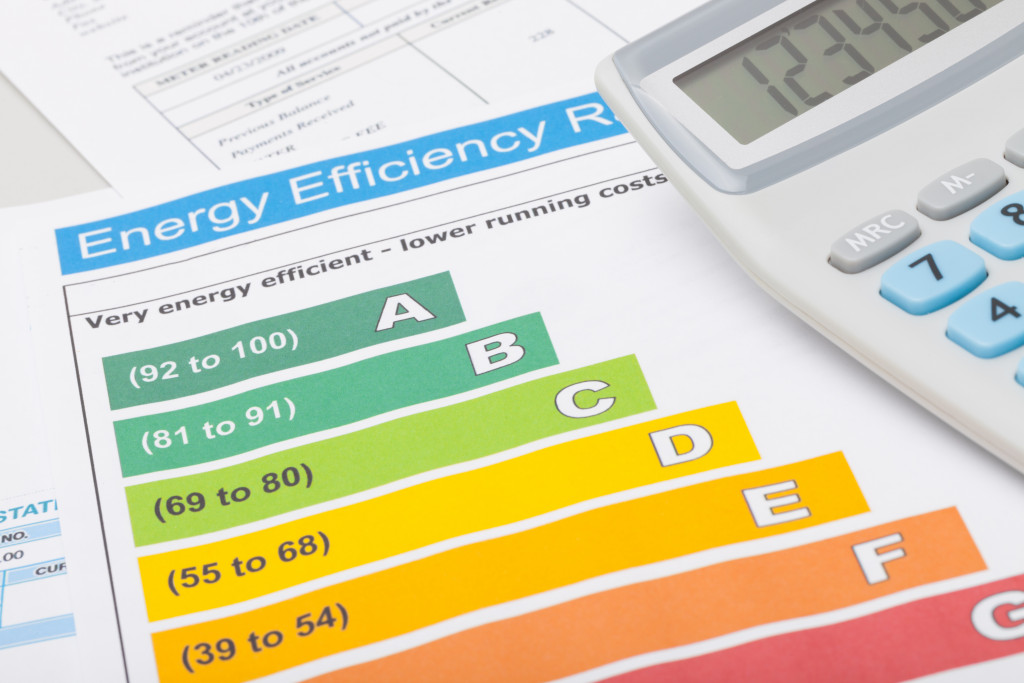 A colorful energy efficiency chart and calculator