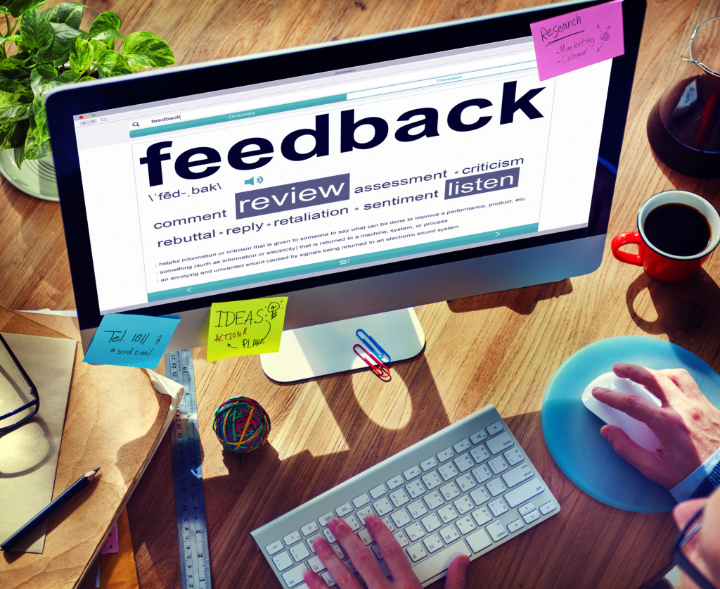 Definition of FEEDBACK on computer screen