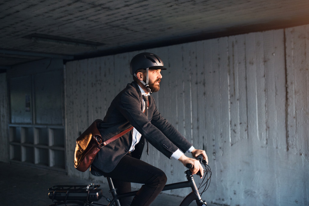 businessman with electric bike